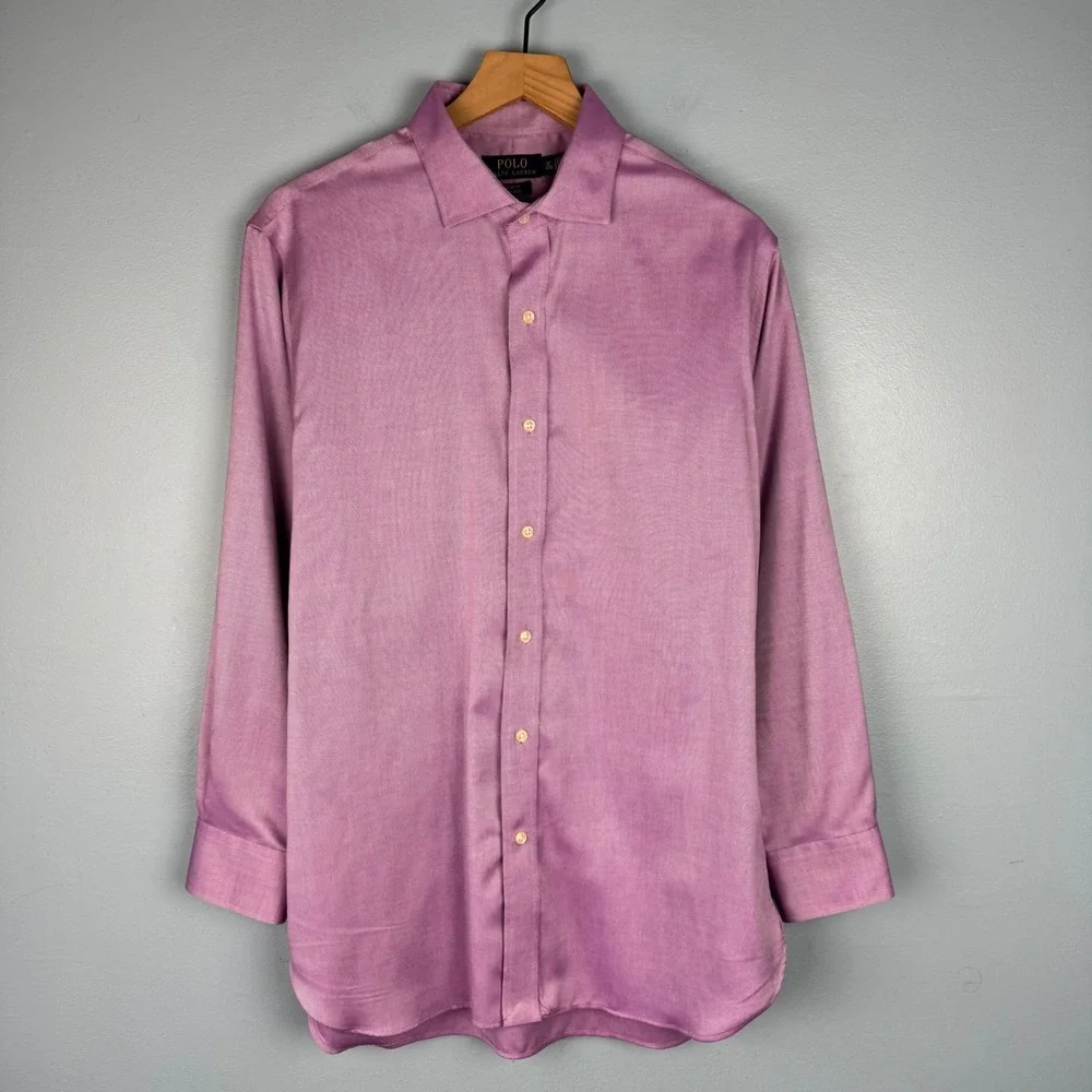 Polo Ralph Lauren Mens 16.5‎ 32/33 Purple Slim Fit Button Up Dress Shirt Pony